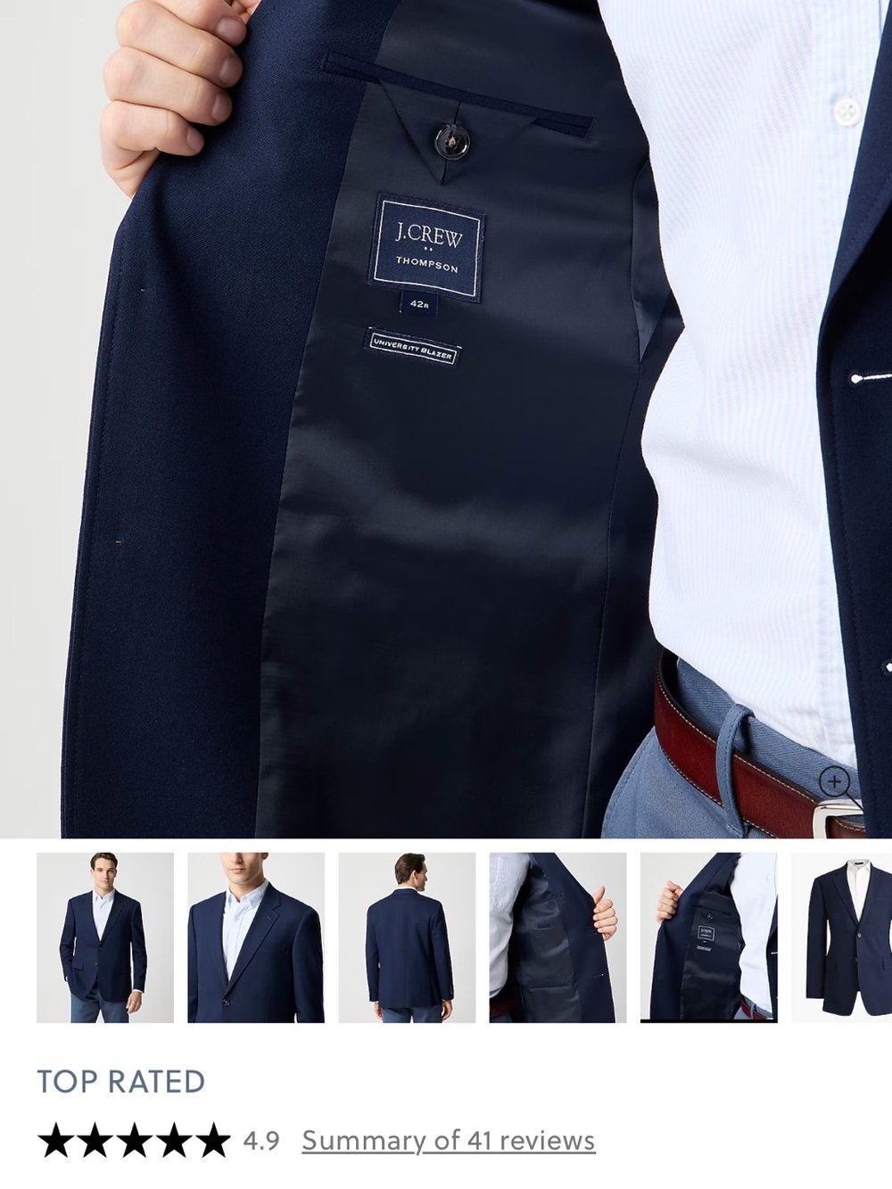 J. Crew Factory Navy Two-Button Sport Coat - Picture 3 of 10